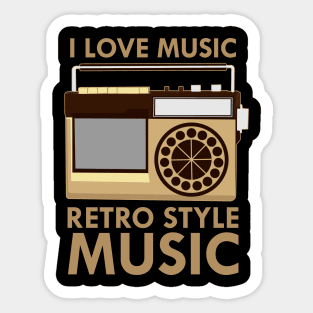 I Love Music - Retro Style Music Sticker